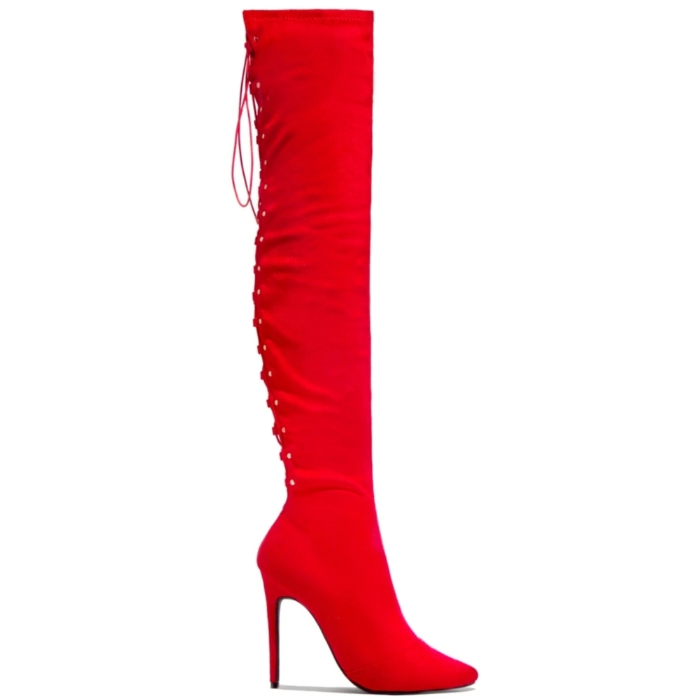 Sexy night boots over knee red color - Picture 5 of 5